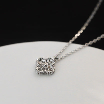 [Raffine]COLLAR CON COLGANTE DE DIAMANTES CLOVER MINI DE 9,5 MM