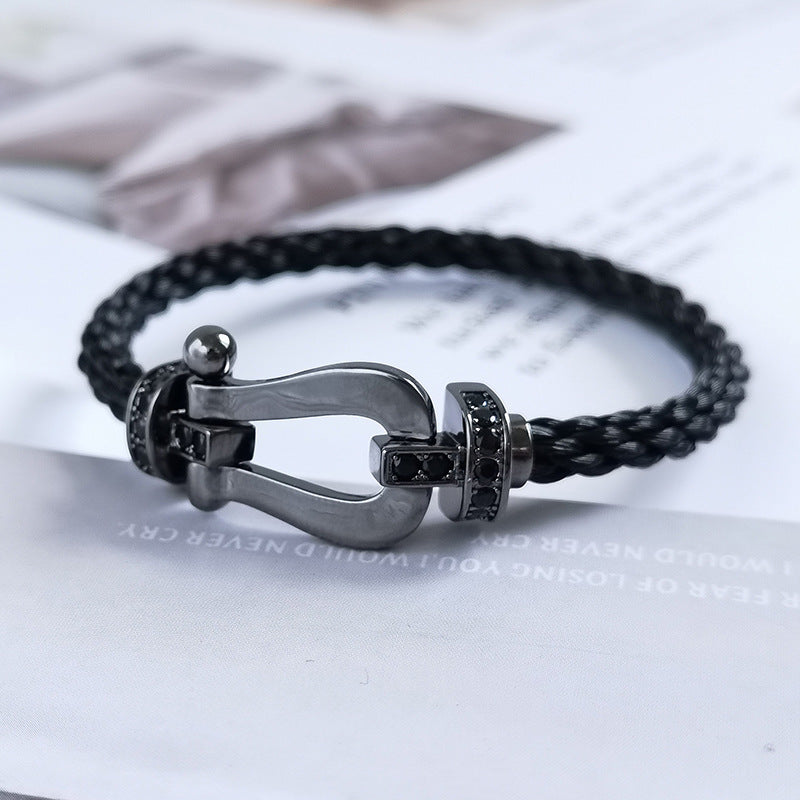 [Raffine]FORCE LARGE SERIES HORSESHOE BLACK SAMURAI BRACELET