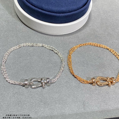 [Raffine]FORCE SMALL HORSESHOE  DIAMOND CHAIN ROPE BRACELET