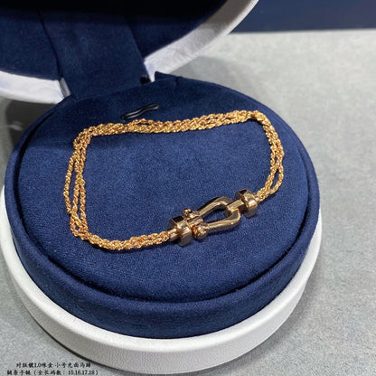 [Raffine]FORCE SMALL HORSESHOE  DIAMOND CHAIN ROPE BRACELET