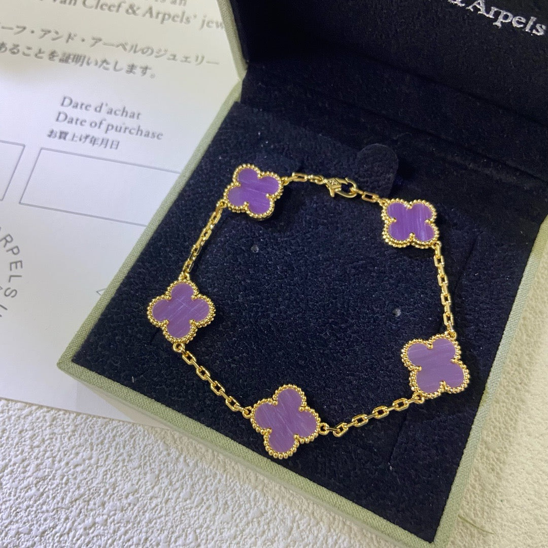[Raffine]CLOVER  5 MOTIFS  PURPLE VIOLET BRACELET