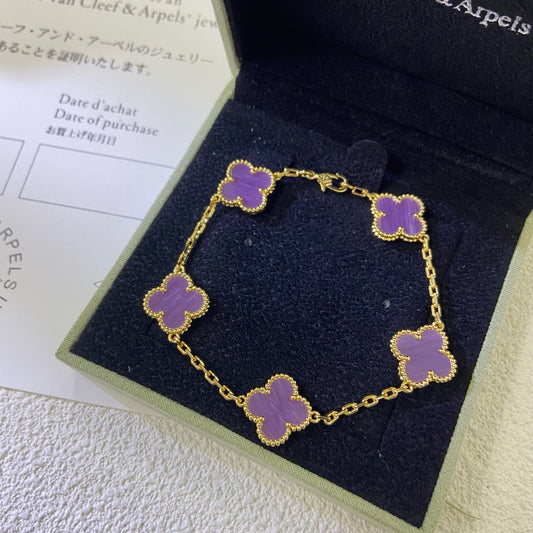 [Raffine]CLOVER  5 MOTIFS  PURPLE VIOLET BRACELET