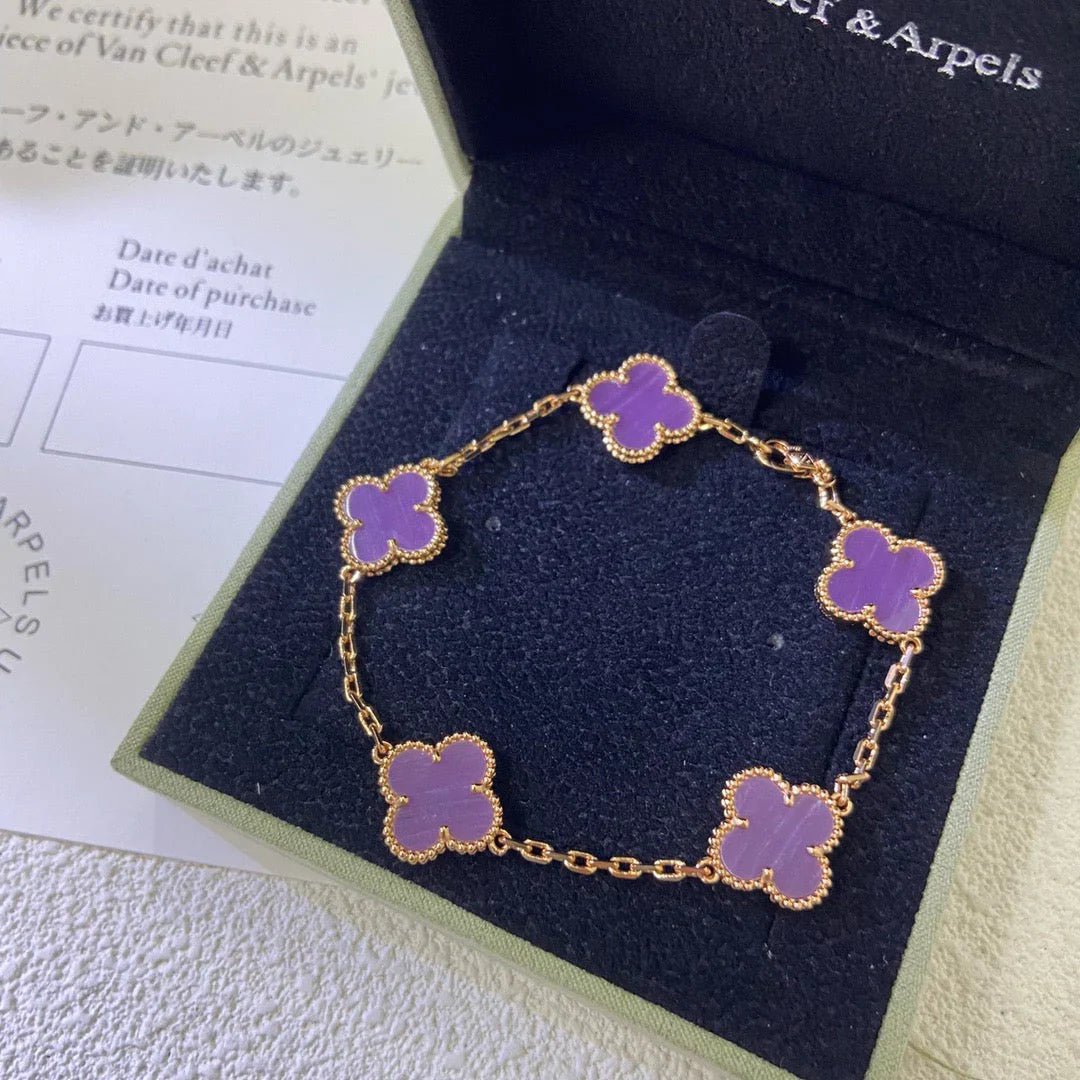 [Raffine] CLOVER 5 MOTIF VIOLET BRACELET COLLECTION