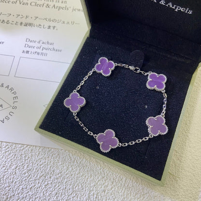 [Raffine]CLOVER  5 MOTIFS  PURPLE VIOLET BRACELET