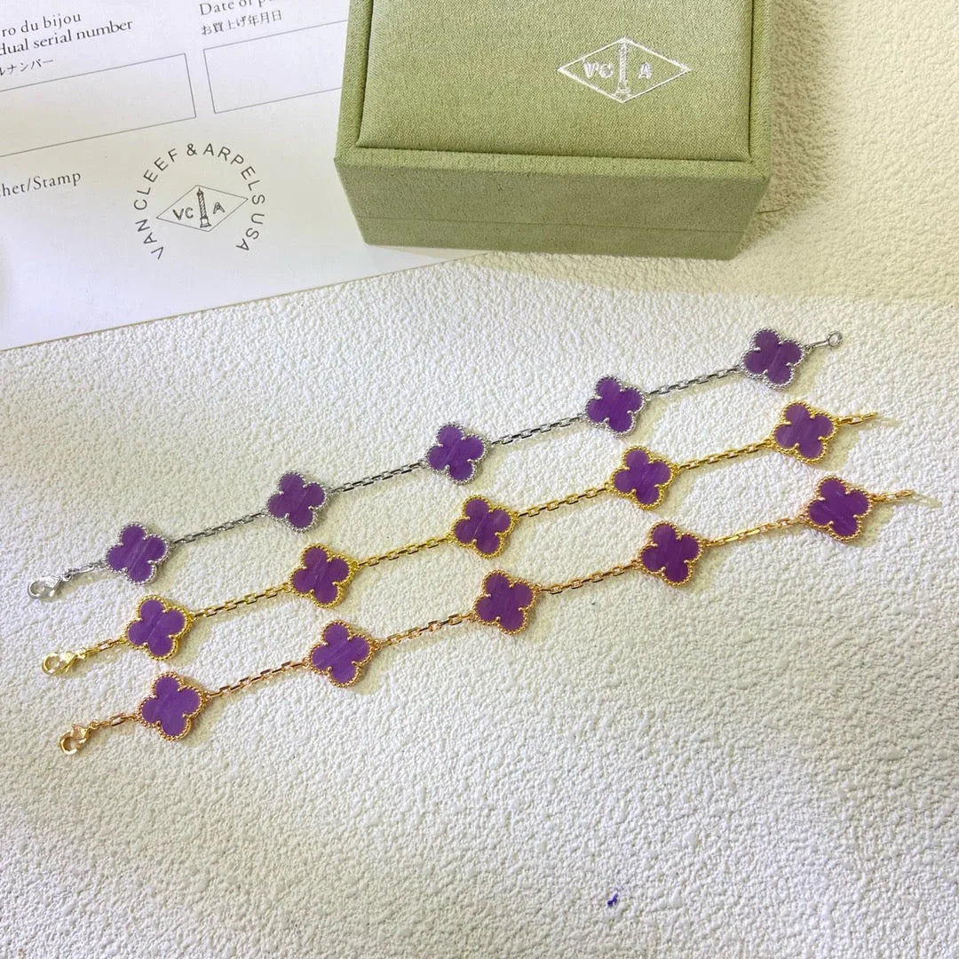 [Raffine] CLOVER 5 MOTIF VIOLET BRACELET COLLECTION
