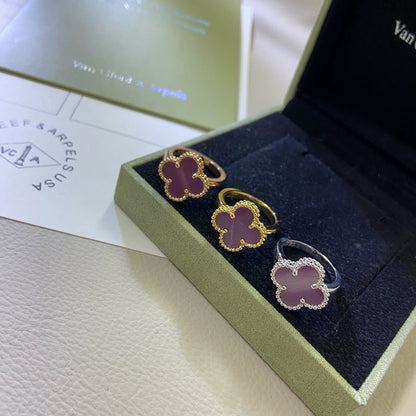 [Raffine]Anillo de trébol morado y violeta