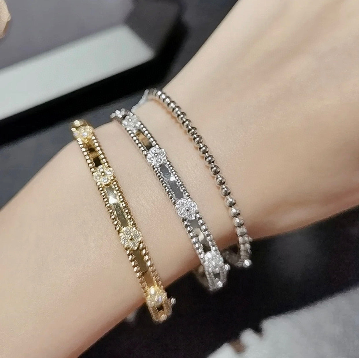 [Raffine]CLOVER BRACELET 4MM DIAMONDS