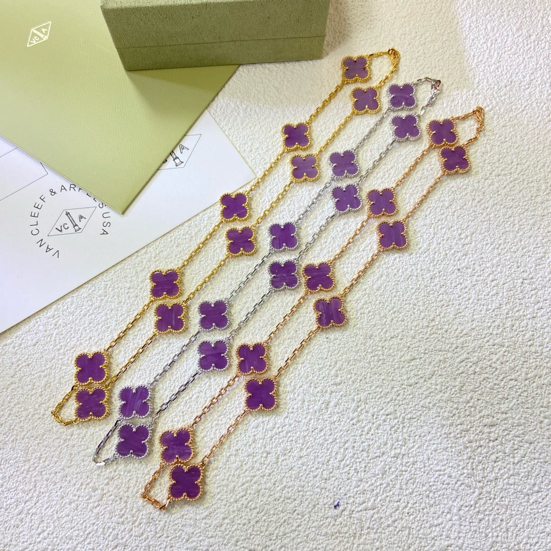 [Raffine]COLLAR TRÉBOL 10 MOTIVOS VIOLETA MORADO