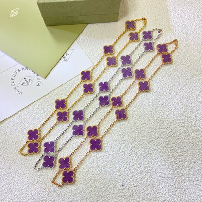 [Raffine]COLLAR TRÉBOL 10 MOTIVOS VIOLETA MORADO