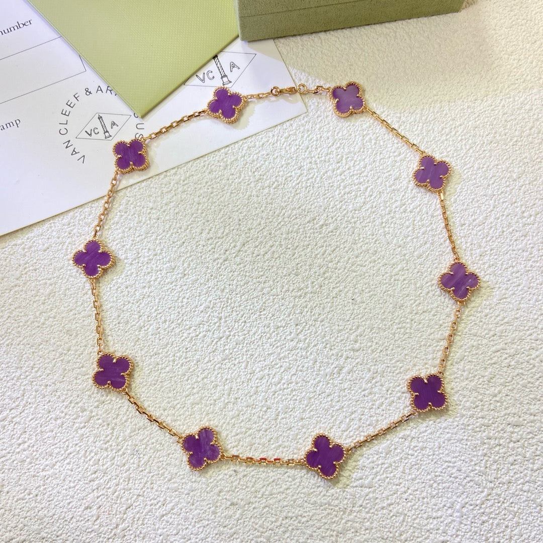 [Raffine]COLLAR TRÉBOL 10 MOTIVOS VIOLETA MORADO