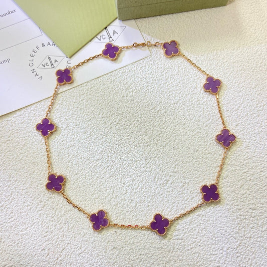 [Raffine]COLLAR TRÉBOL 10 MOTIVOS VIOLETA MORADO