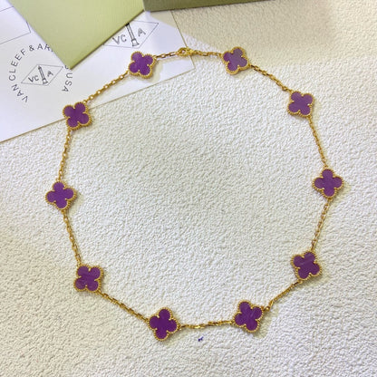 [Raffine]COLLAR TRÉBOL 10 MOTIVOS VIOLETA MORADO
