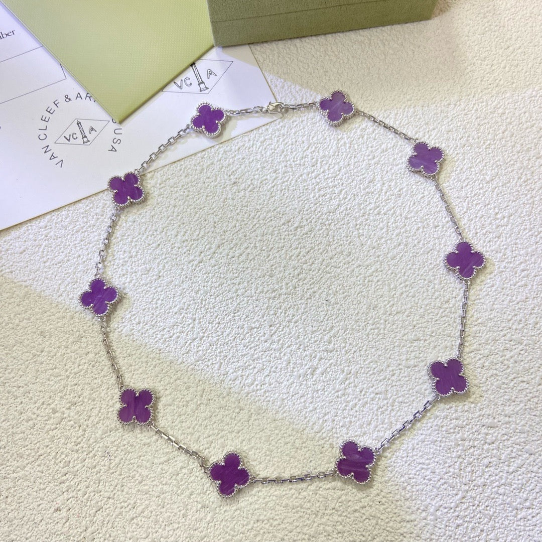 [Raffine]COLLAR TRÉBOL 10 MOTIVOS VIOLETA MORADO