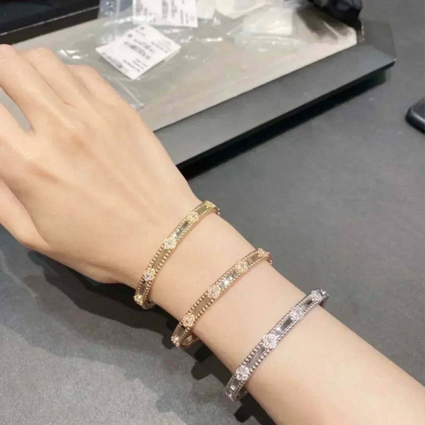 [Raffine]CLOVER BRACELET 4MM DIAMONDS