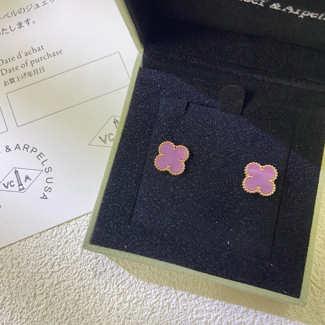 [Raffine]CLOVER MINI 9.5MM  PURPLE VIOLET EARRINGS
