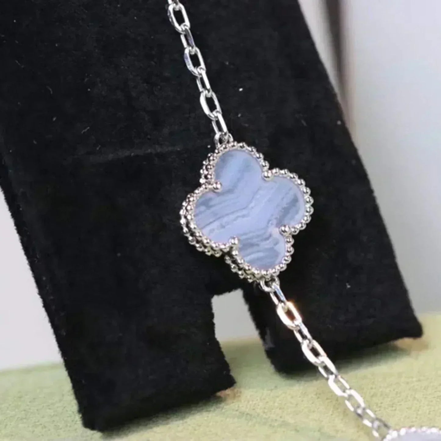[Raffine]CLOVER  5 MOTIF PURPLE CHALCEDONY BRACELET SILVER