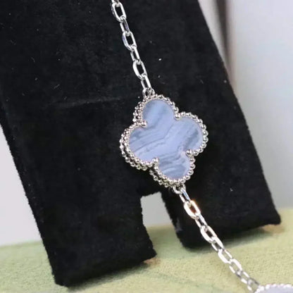 [Raffine]CLOVER  5 MOTIF PURPLE CHALCEDONY BRACELET SILVER