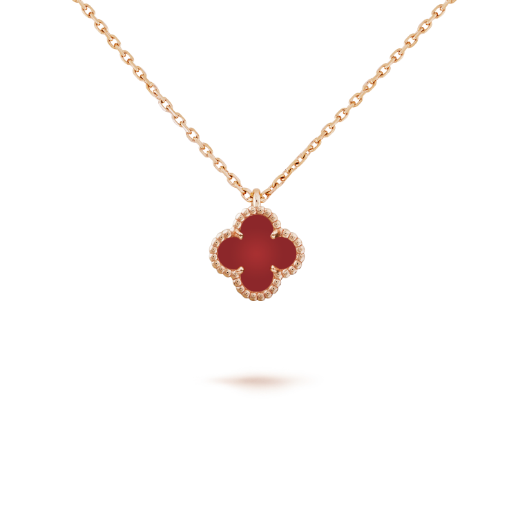 [Raffine]COLLAR MINI TRÉBOL DE 9,5 MM DE CARNELIANAS BLANCAS