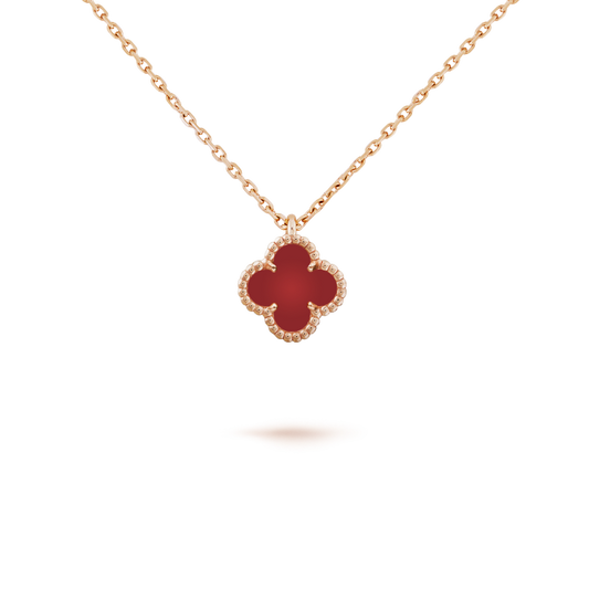 [Raffine]COLLAR MINI TRÉBOL DE 9,5 MM DE CARNELIANAS BLANCAS