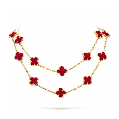 [Raffine] COLLAR DE CORNALINA CON 20 MOTIVOS DE TRÉBOL