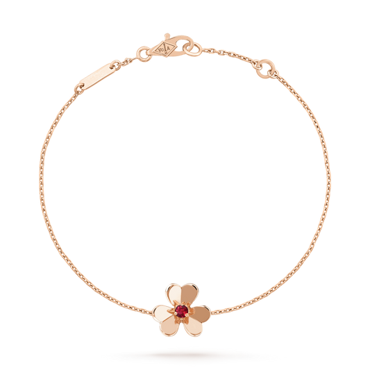 [Raffine]FRIVOLE GOLD FLOWER PINK MALACHITE BRACELET