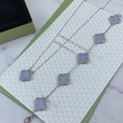 [Raffine]CLOVER  5 MOTIF PURPLE CHALCEDONY BRACELET SILVER