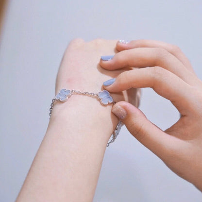 [Raffine]CLOVER  5 MOTIF PURPLE CHALCEDONY BRACELET SILVER