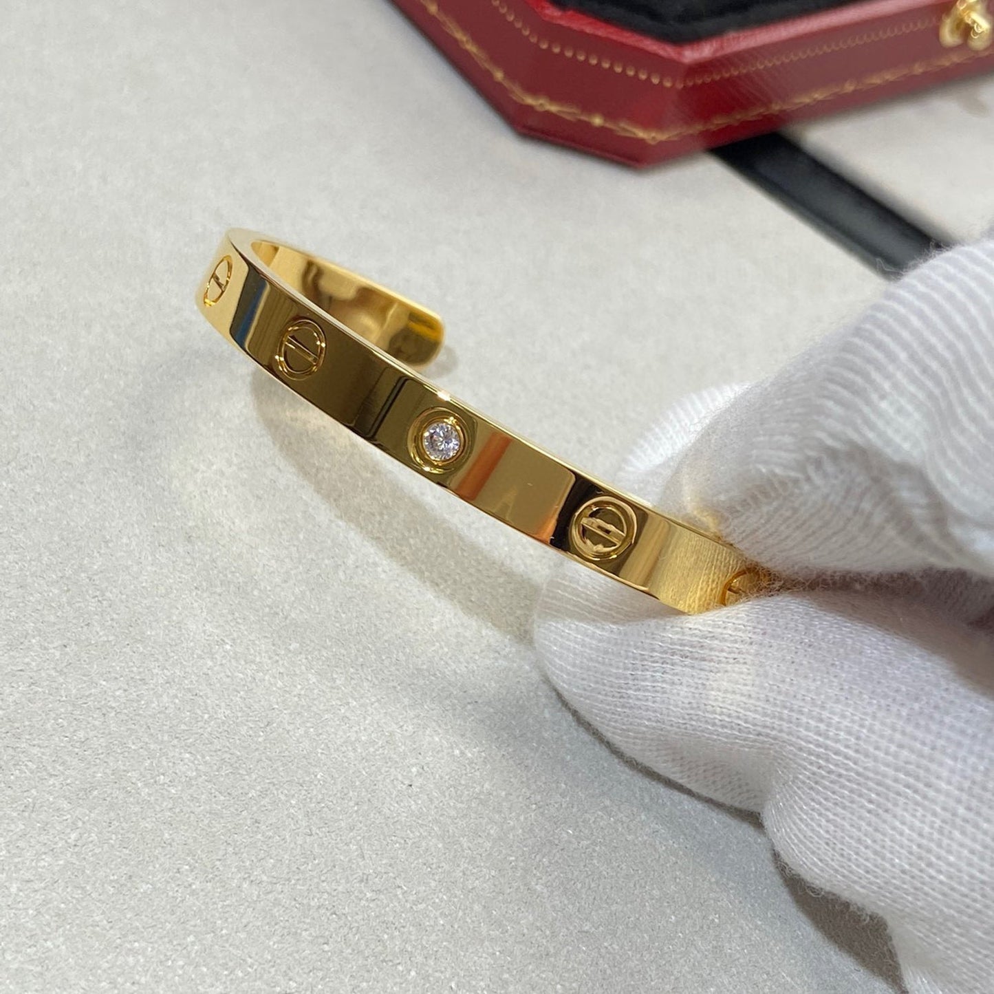 [Raffine]LOVE BRACELET 6.1MM 1 DIAMOND OPEN CUFF