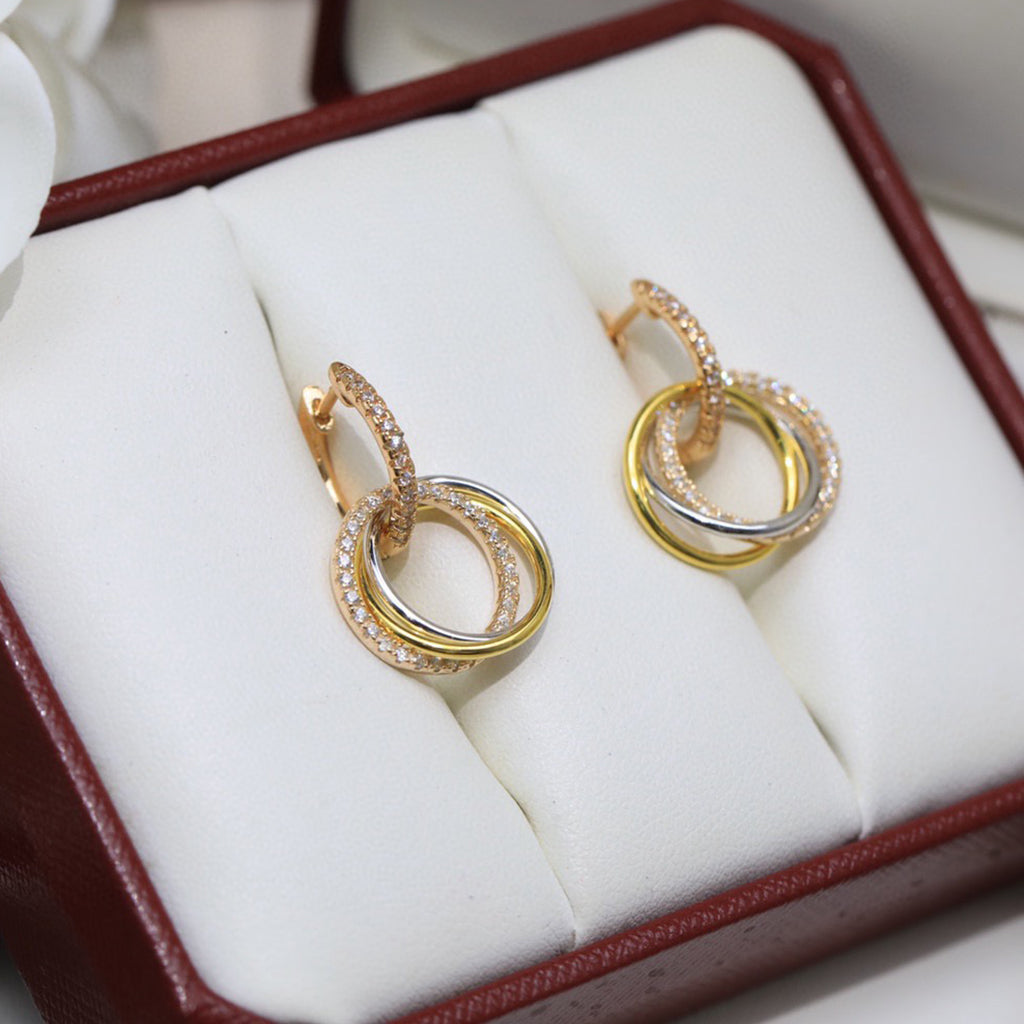 [Raffine]TRINITY HALF DIAMOND  EARRINGS