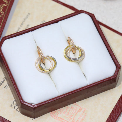 [Raffine]TRINITY HALF DIAMOND  EARRINGS