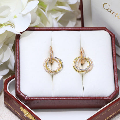 [Raffine]TRINITY HALF DIAMOND  EARRINGS