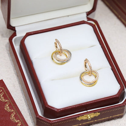 [Raffine]TRINITY HALF DIAMOND  EARRINGS
