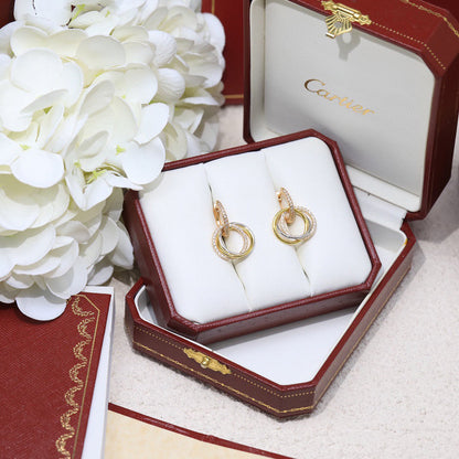 [Raffine]TRINITY HALF DIAMOND  EARRINGS