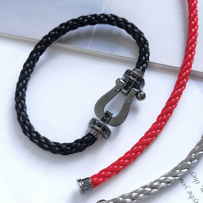 [Raffine]FORCE LARGE SERIES HORSESHOE BLACK SAMURAI BRACELET
