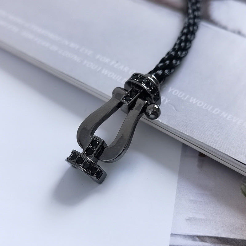 [Raffine]FORCE LARGE SERIES HORSESHOE BLACK SAMURAI BRACELET