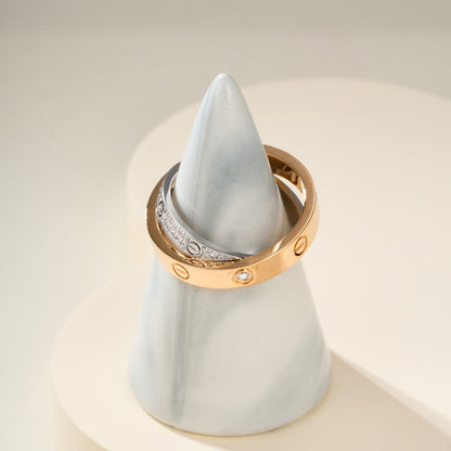 [Raffine]LOVE PINK GOLD SILVER DIAMOND DOUBLE RING