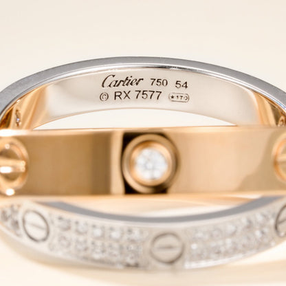 [Raffine]LOVE PINK GOLD SILVER DIAMOND DOUBLE RING