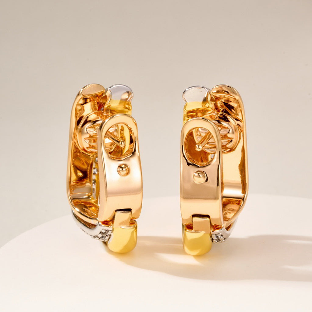 [Raffine]TRINITY HALF DIAMOND  CUSHION EARRINGS