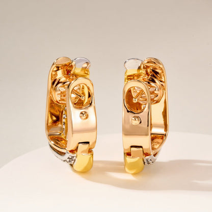 [Raffine]TRINITY HALF DIAMOND  CUSHION EARRINGS