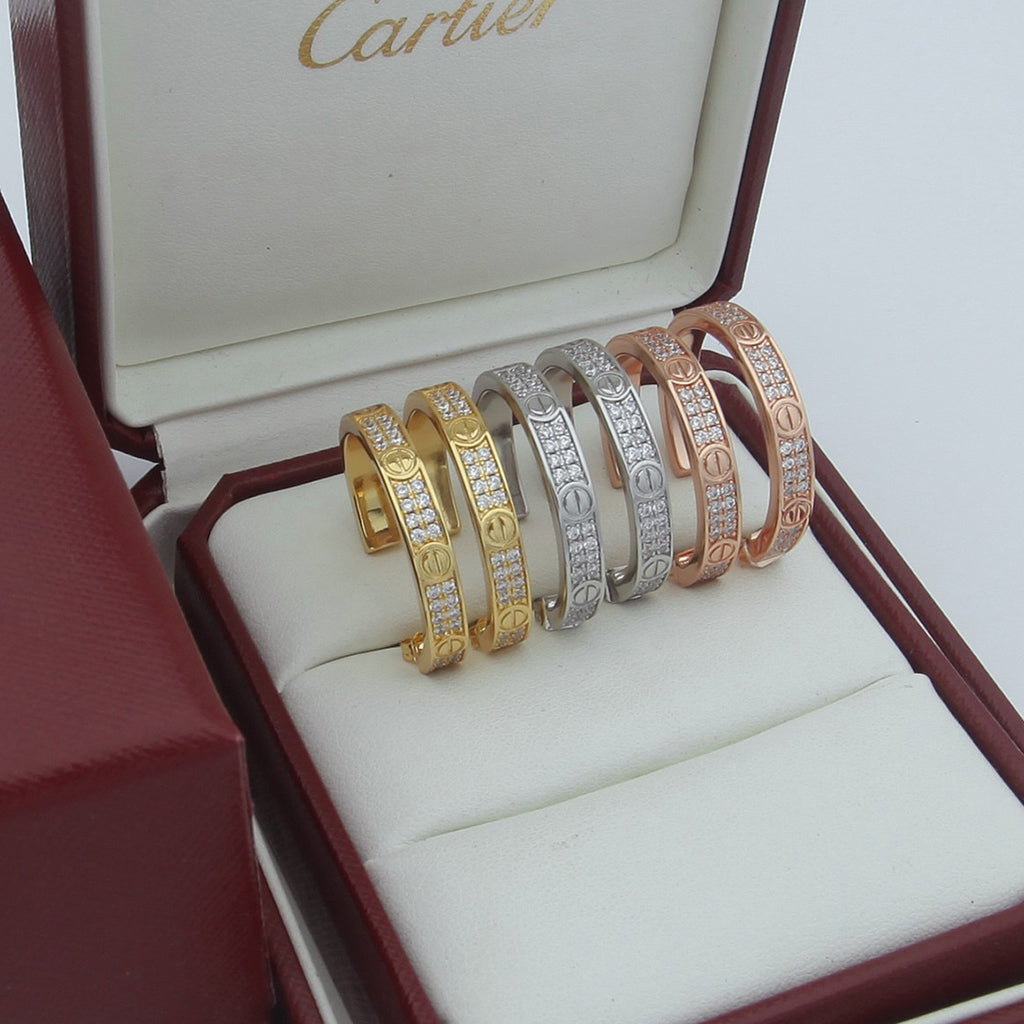 [Raffine]LOVE EARRINGS 3.6MM DIAMOND PAVED
