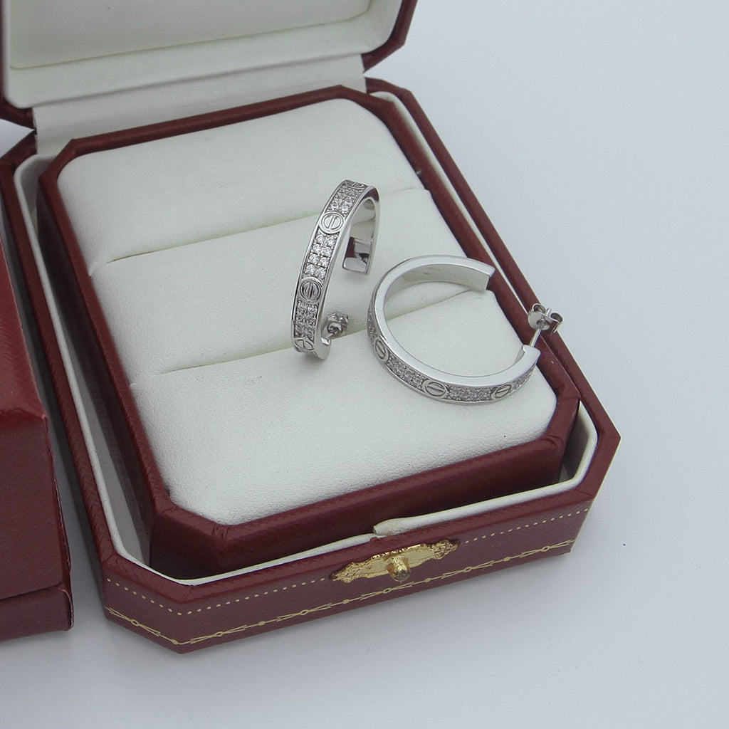 [Raffine]LOVE EARRINGS 3.6MM DIAMOND PAVED