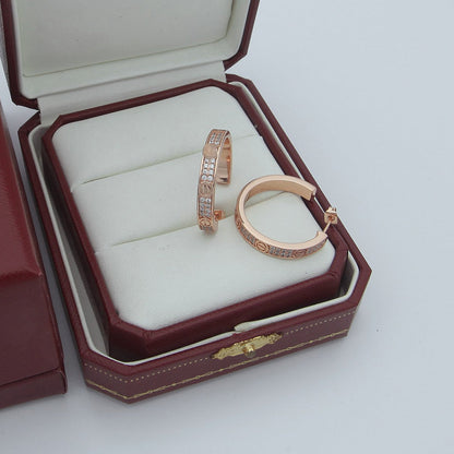 [Raffine]LOVE EARRINGS 3.6MM DIAMOND PAVED