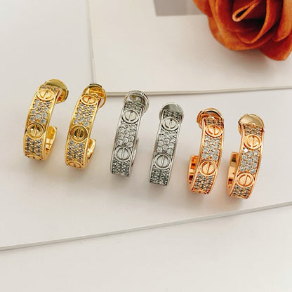 [Raffine]LOVE 5.5MM DIAMOND PAVED EARRINGS