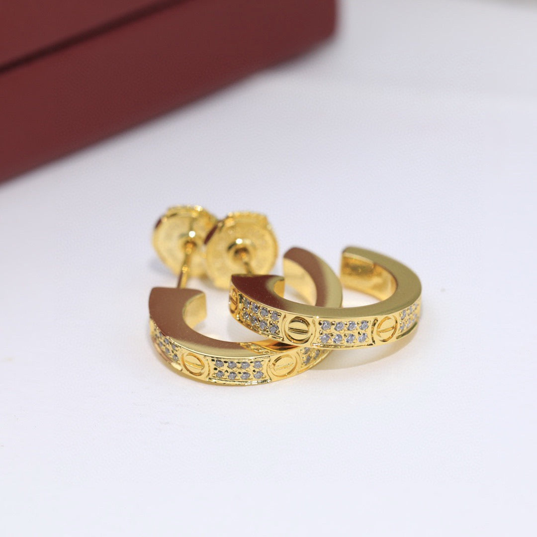 [Raffine]LOVE 5.5MM DIAMOND PAVED EARRINGS