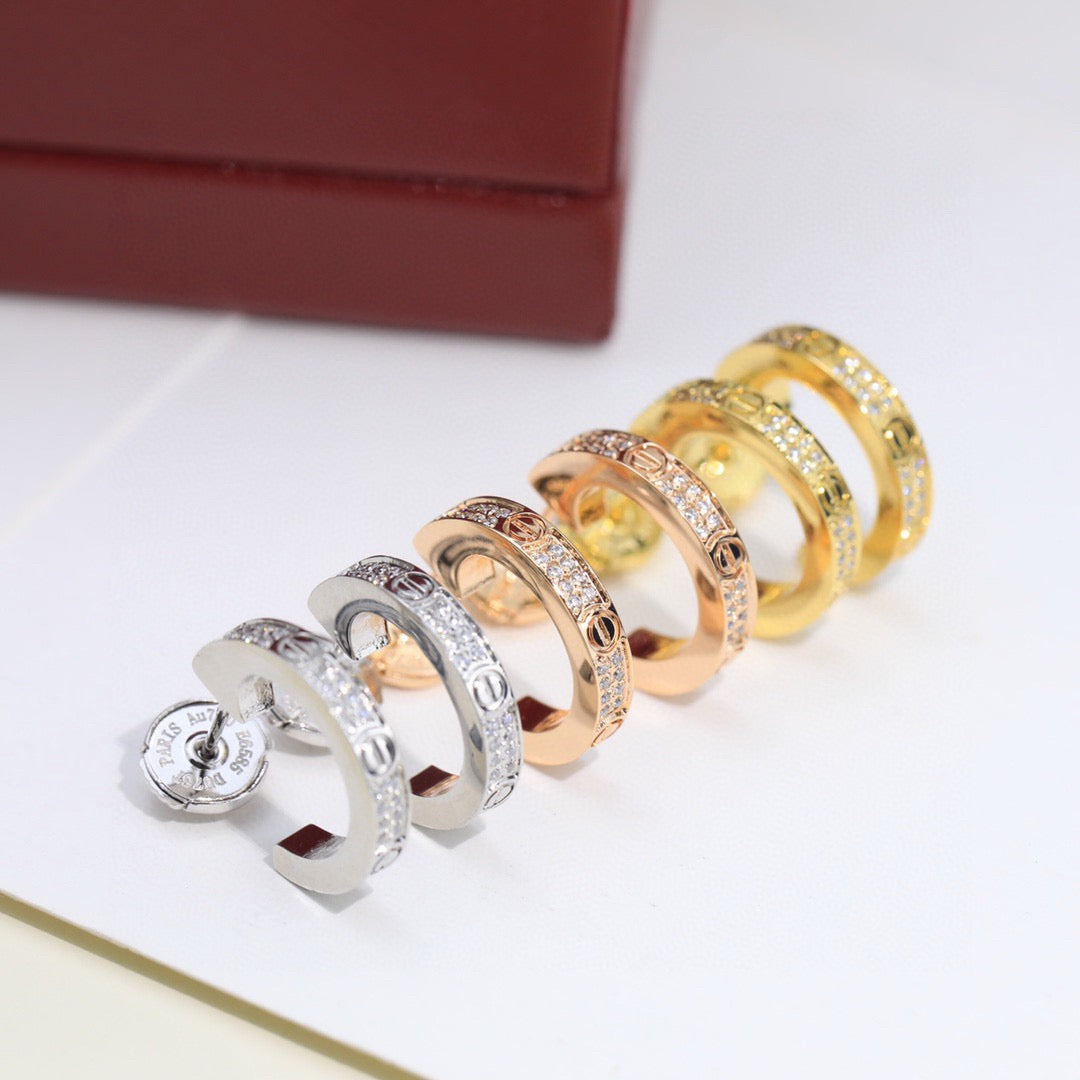 [Raffine]LOVE 5.5MM DIAMOND PAVED EARRINGS