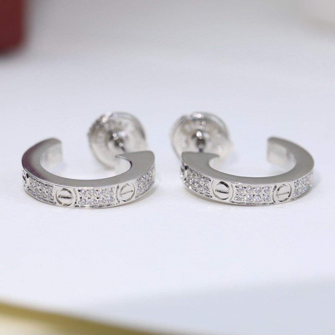 [Raffine]LOVE 5.5MM DIAMOND PAVED EARRINGS