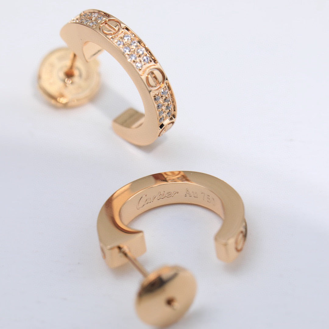 [Raffine]LOVE 5.5MM DIAMOND PAVED EARRINGS