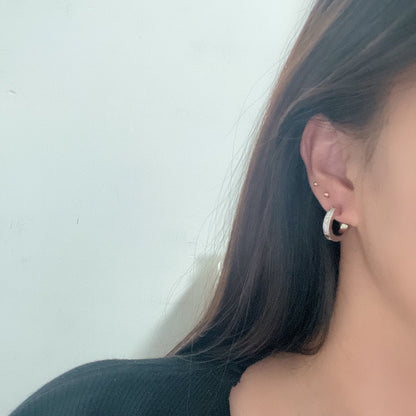 [Raffine]LOVE 5.5MM DIAMOND PAVED EARRINGS