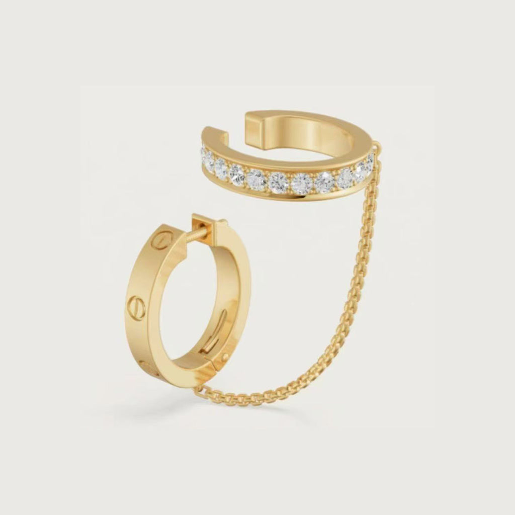 [Raffine]LOVE 3.0MM HALF DIAMOND EARRINGS