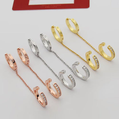 [Raffine]LOVE 3.0MM HALF DIAMOND EARRINGS